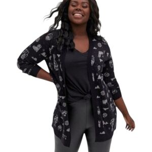 TORRID Y2K Pixar UP Open Front Layer‎ Cardigan Jacquard Women's Sz 1X Black